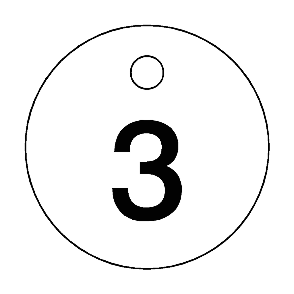 Traffolyte White / Black Number 3 Valve Tag