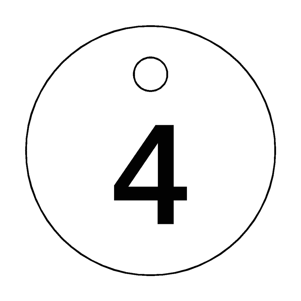 Traffolyte White / Black Number 4 Valve Tag