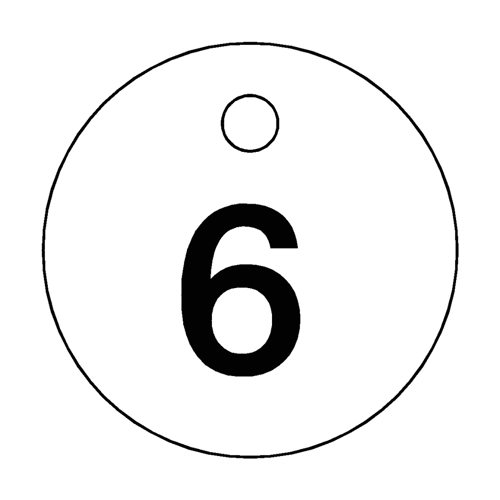 Traffolyte White / Black Number 6 Valve Tag