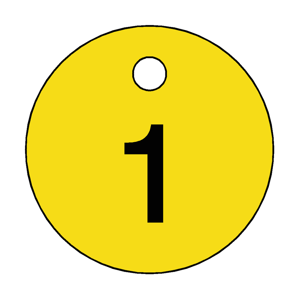 Traffolyte Yellow / Black Number 1 Valve Tag