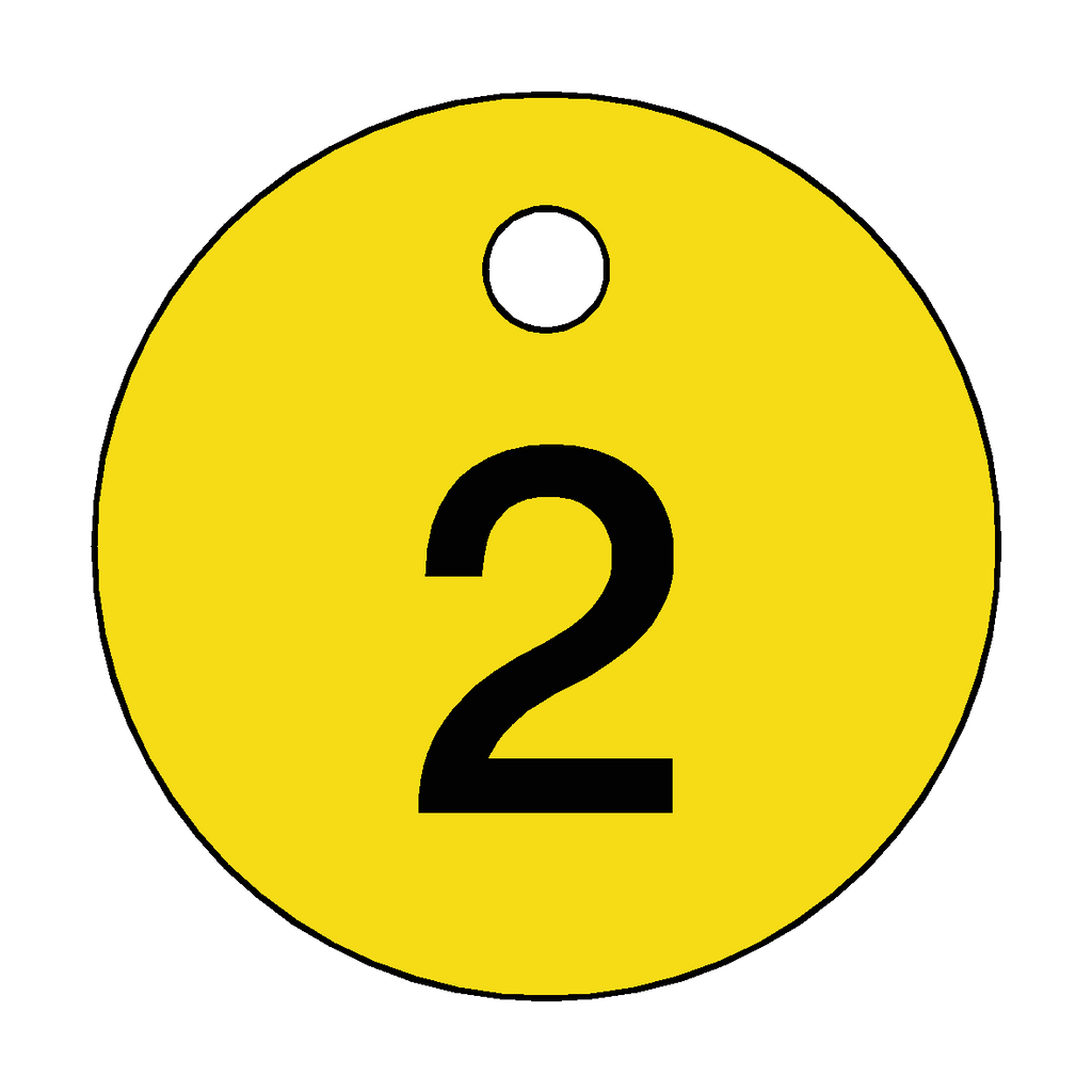 Traffolyte Yellow / Black Number 2 Valve Tag