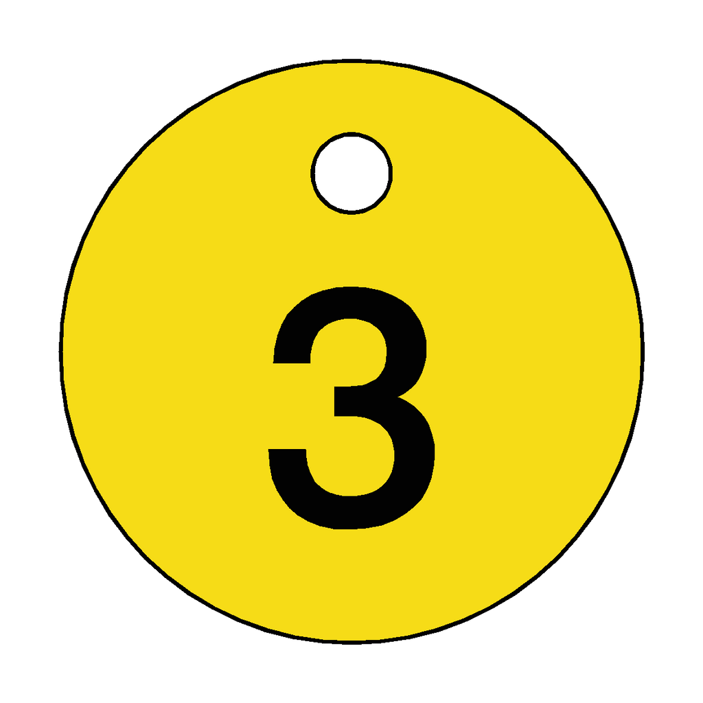 Traffolyte Yellow / Black Number 3 Valve Tag
