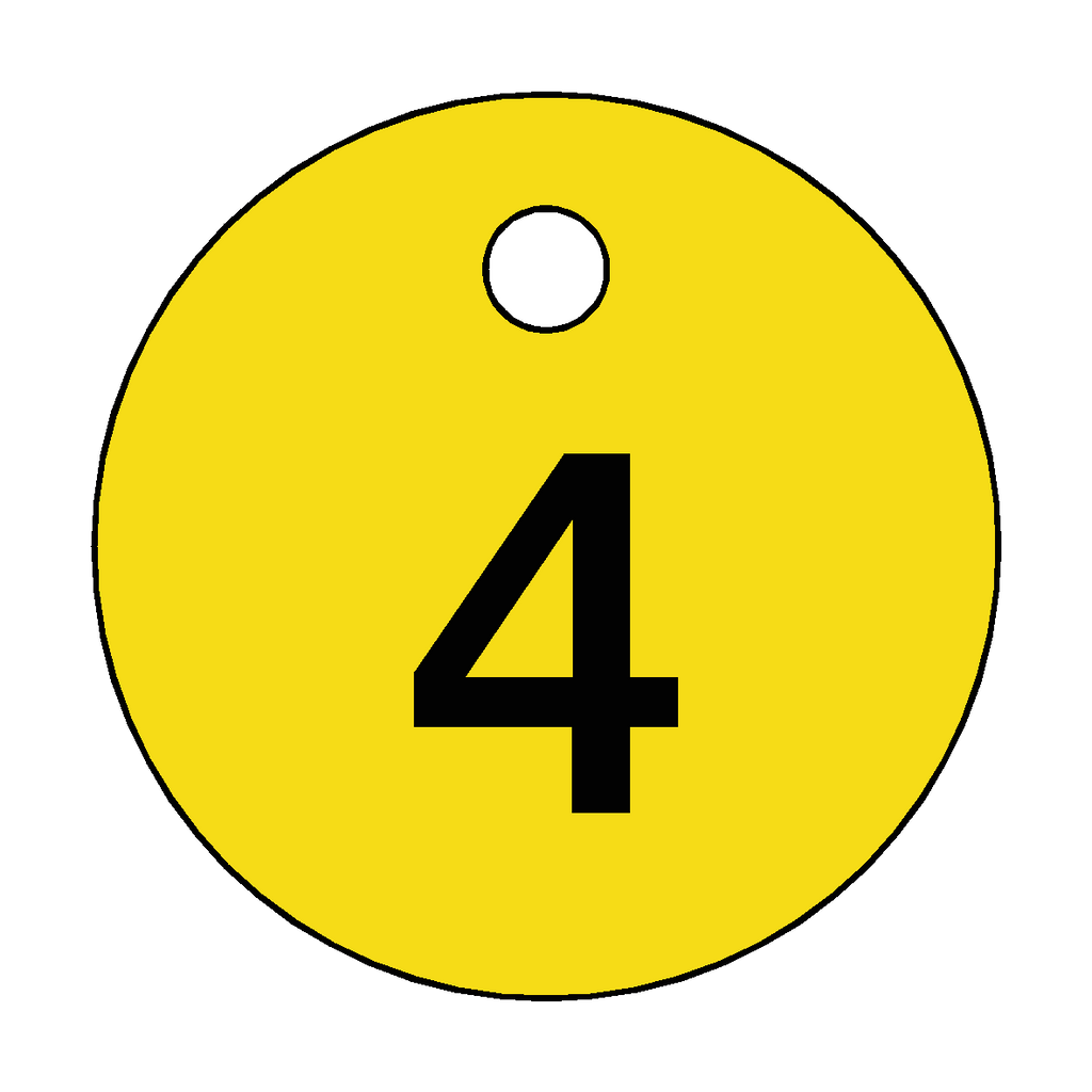 Traffolyte Yellow / Black Number 4 Valve Tag