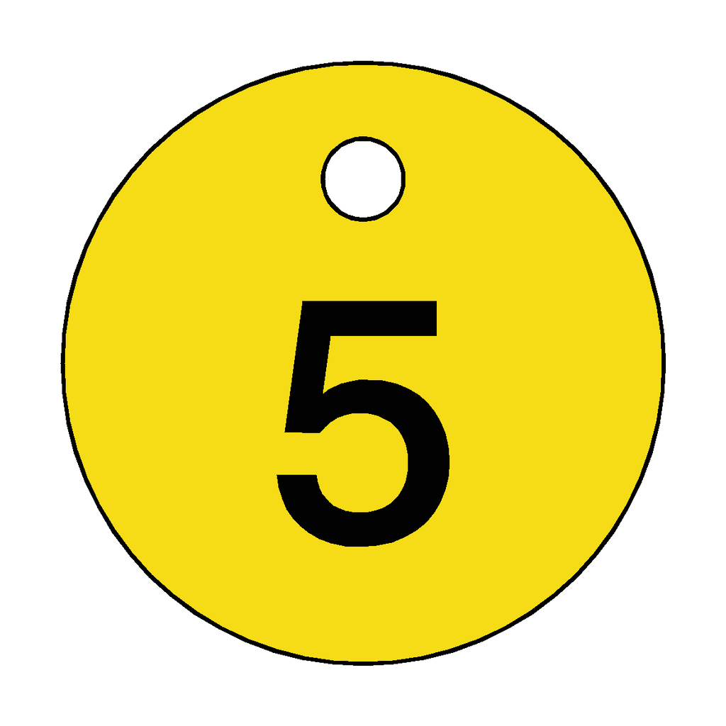 Traffolyte Yellow / Black Number 5 Valve Tag