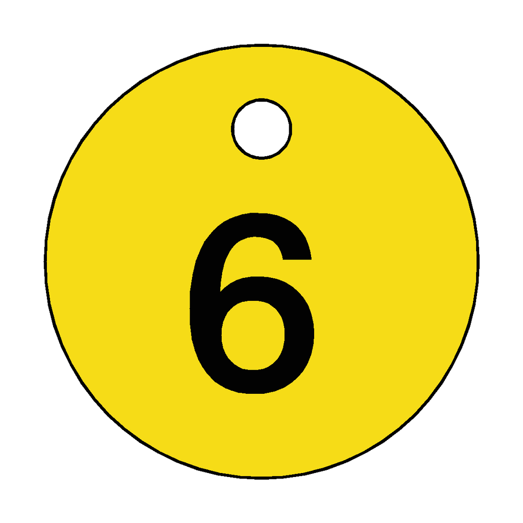 Traffolyte Yellow / Black Number 6 Valve Tag