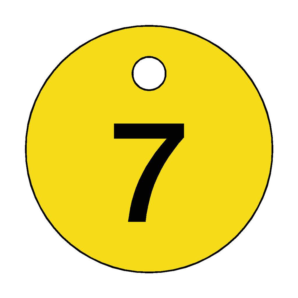 Traffolyte Yellow / Black Number 7 Valve Tag