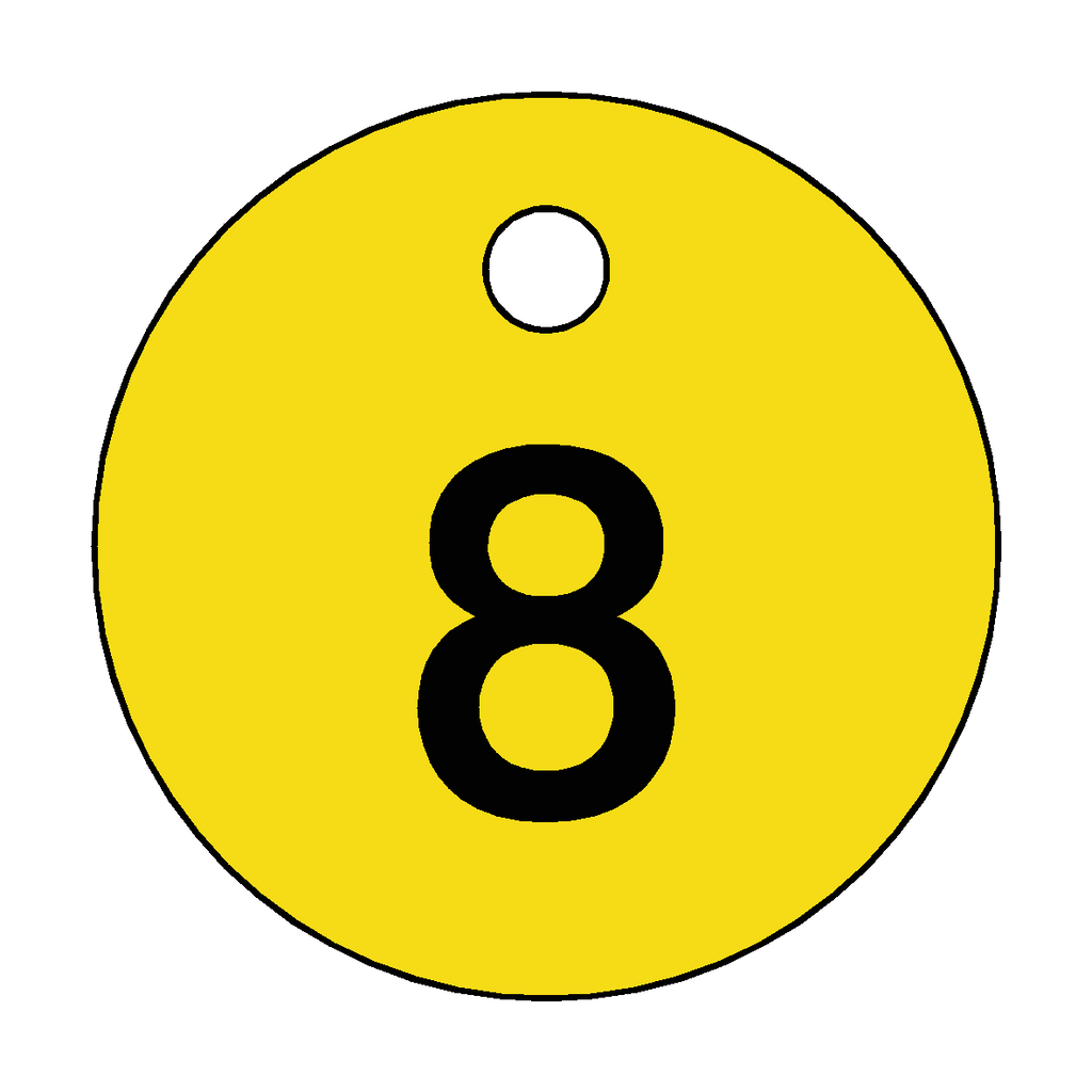 Traffolyte Yellow / Black Number 8 Valve Tag