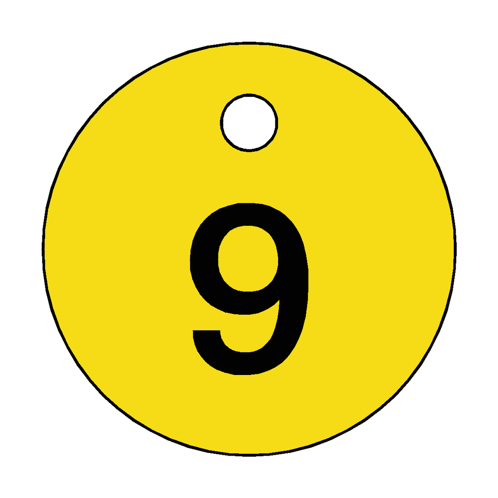Traffolyte Yellow / Black Number 9 Valve Tag
