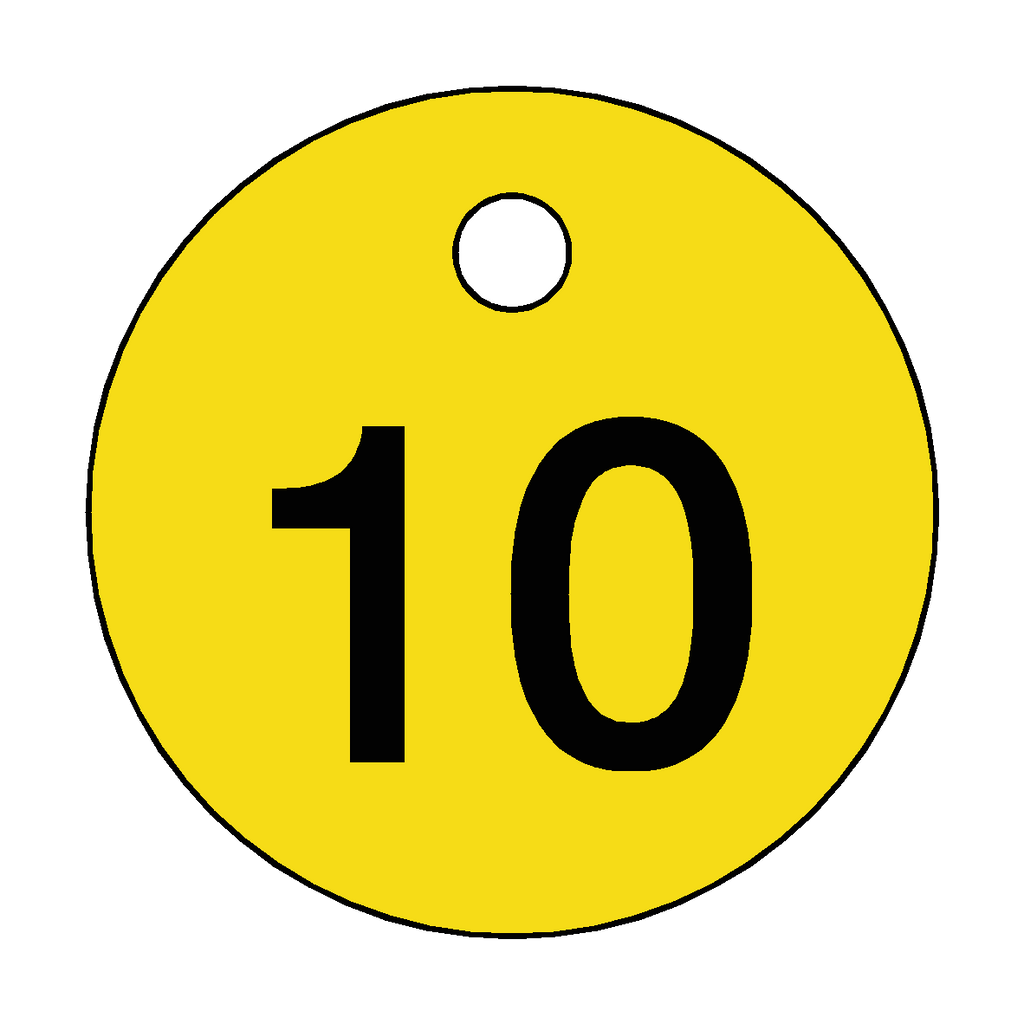 Traffolyte Yellow / Black Number 10 Valve Tag