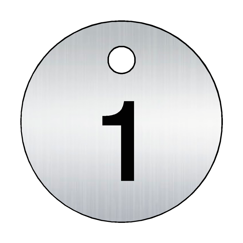 Traffolyte Brushed Silver / Black Number 1 Valve Tag