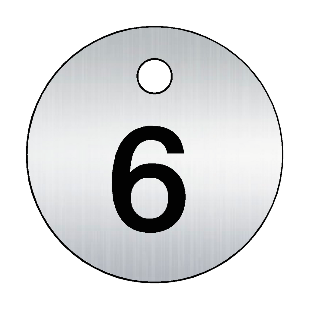 Traffolyte Brushed Silver / Black Number 6 Valve Tag