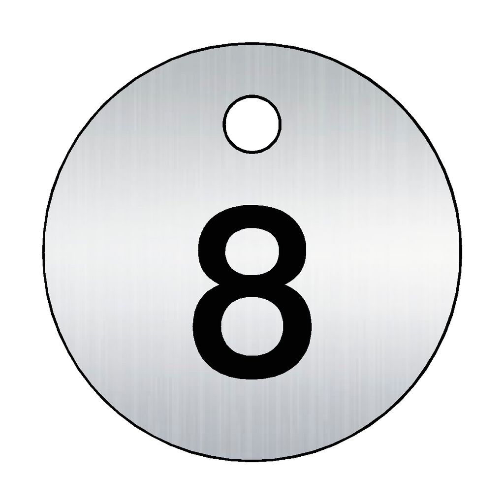 Traffolyte Brushed Silver / Black Number 8 Valve Tag