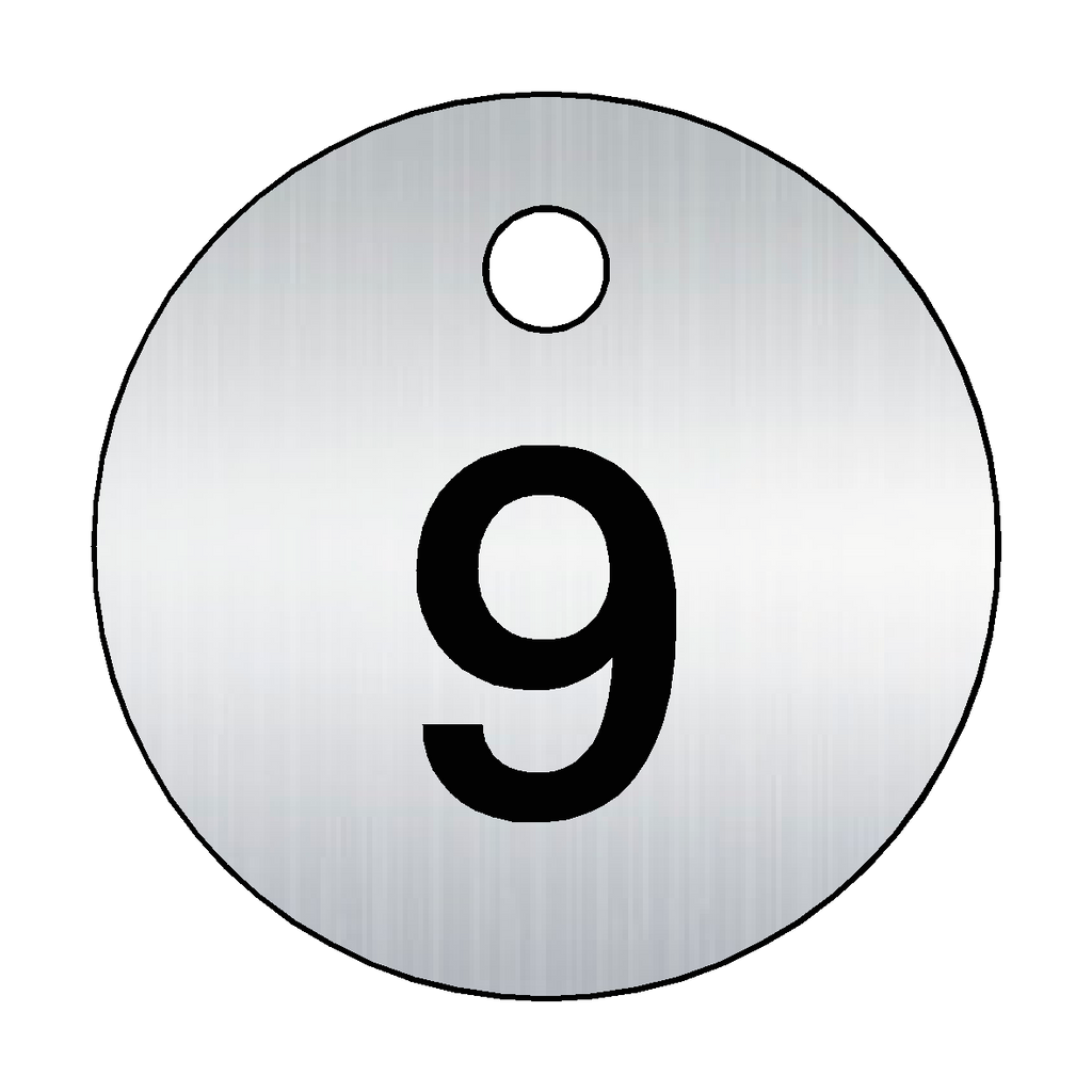 Traffolyte Brushed Silver / Black Number 9 Valve Tag