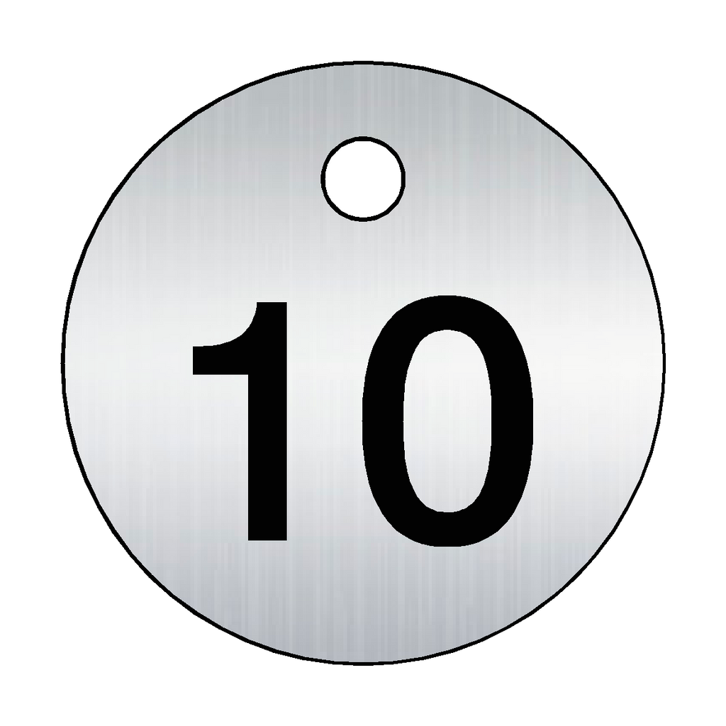 Traffolyte Brushed Silver / Black Number 10 Valve Tag