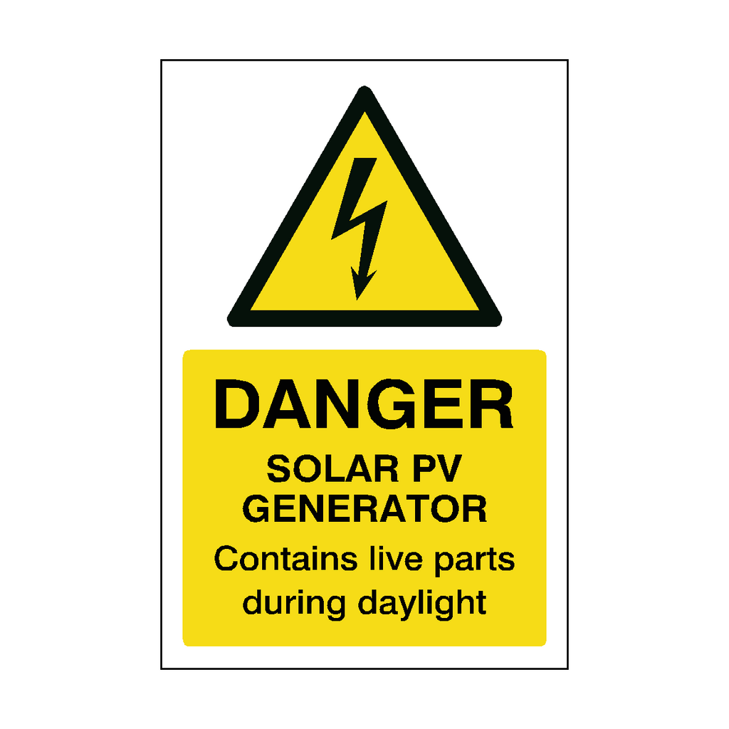 Solar PV Generator Warning Sticker