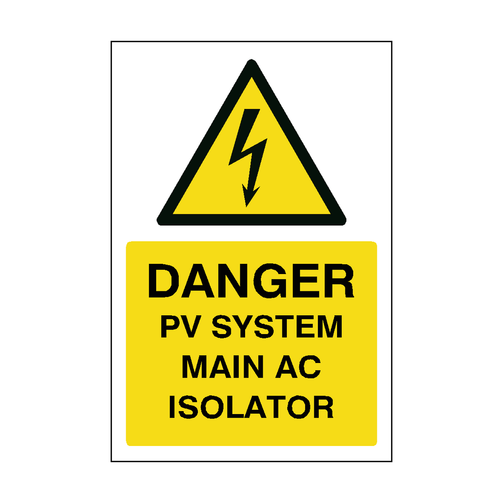 PV System Main AC Isolator Warning Sticker