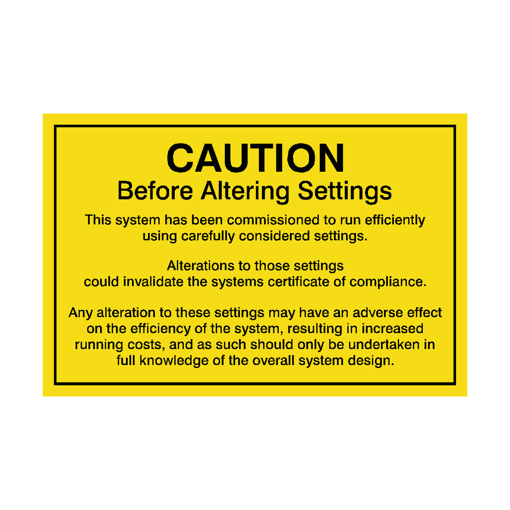 Caution Before Altering Settings PV Solar Sticker