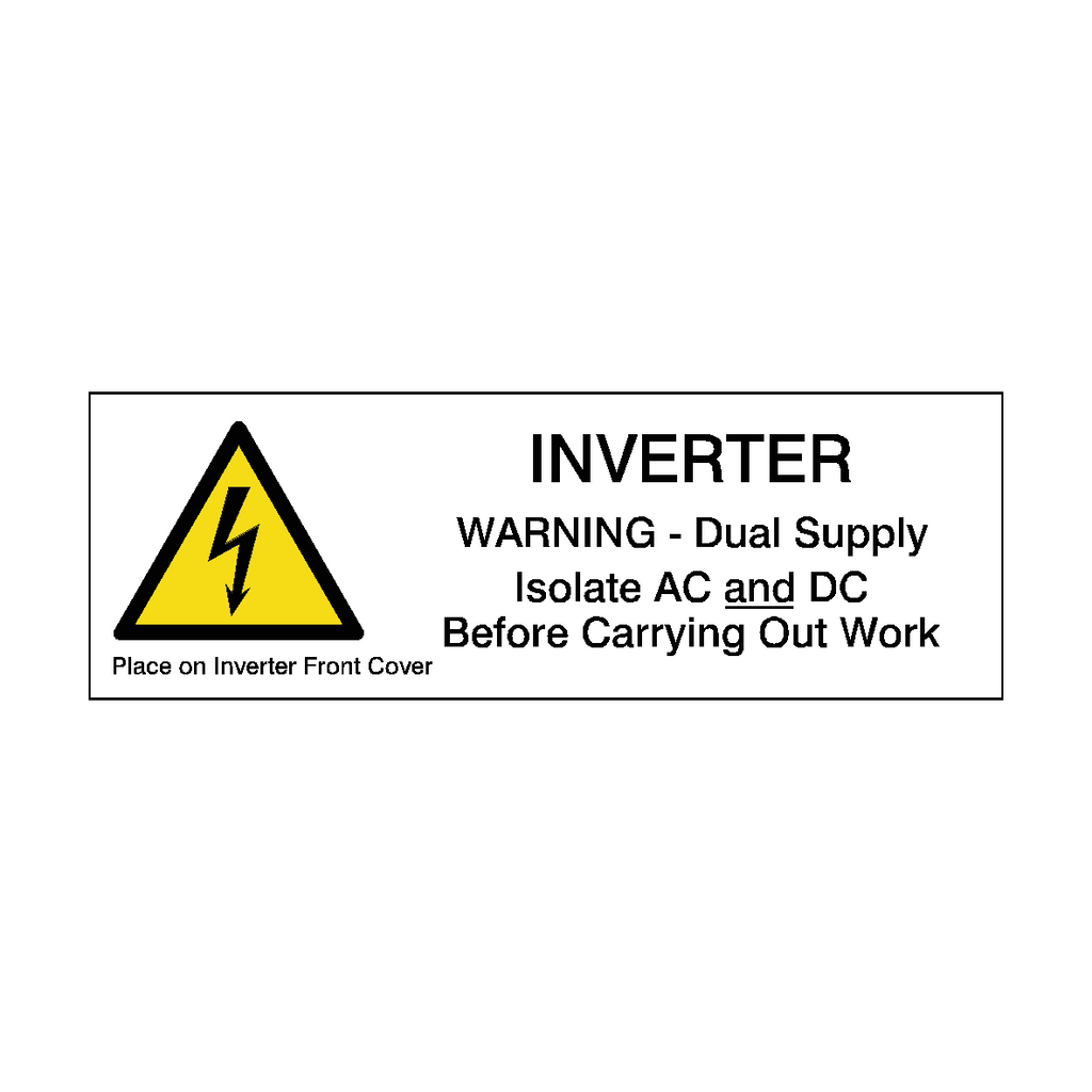 Inverter Dual Supply Isolate AC and DC Sticker
