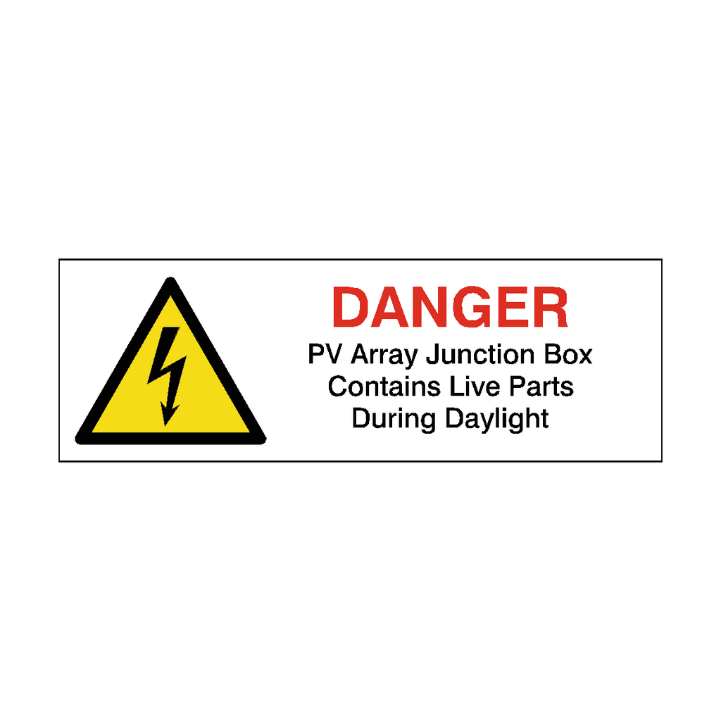 PV Array Junction Box Contains Live Parts Sticker