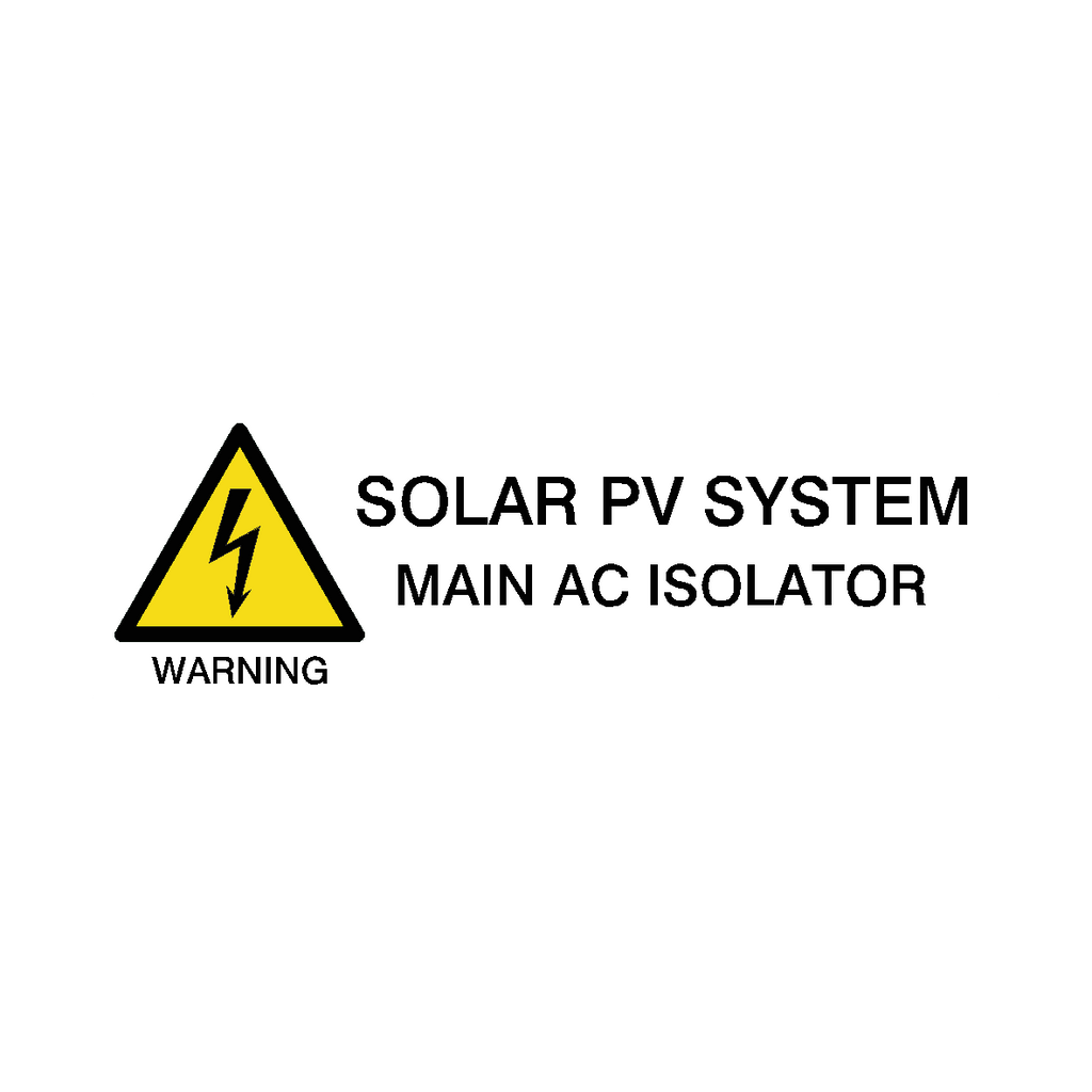 Solar PV System - Main AC Isolator Sticker