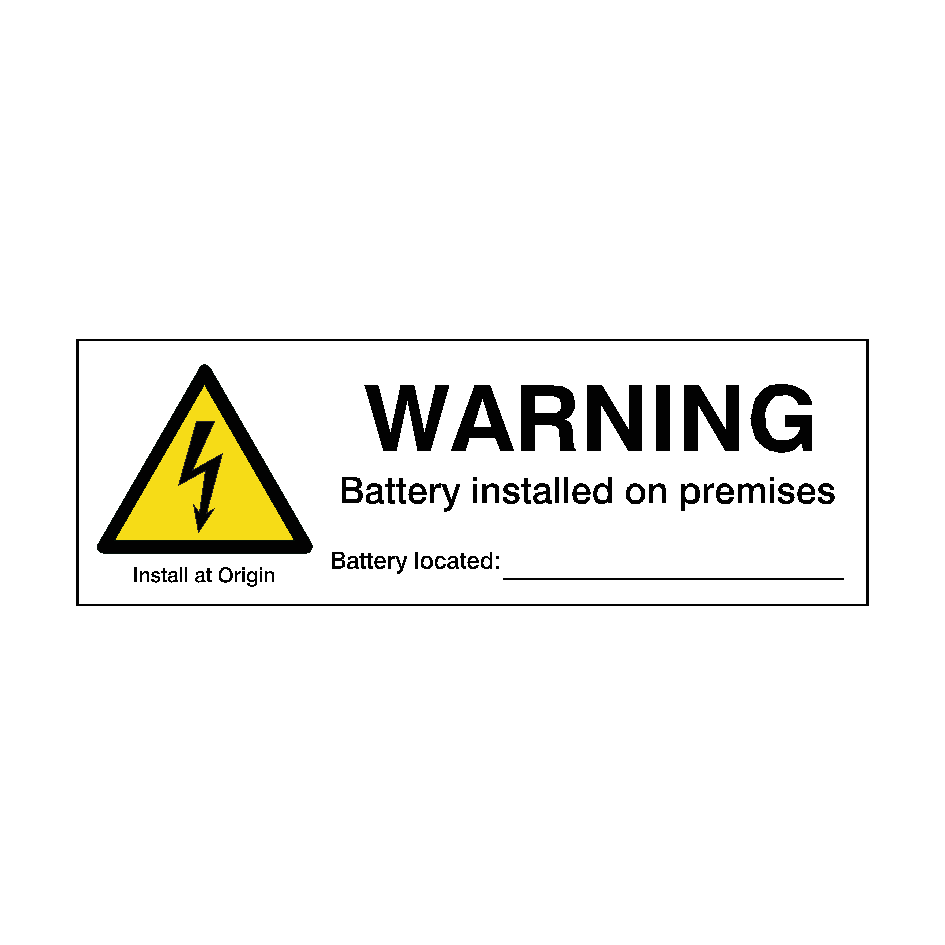 Warning Battery Installed On Premises Sticker