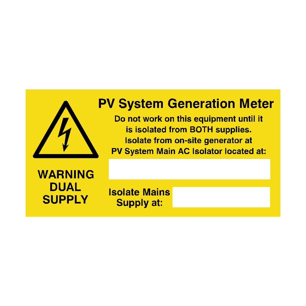PV System Generation Meter Sticker