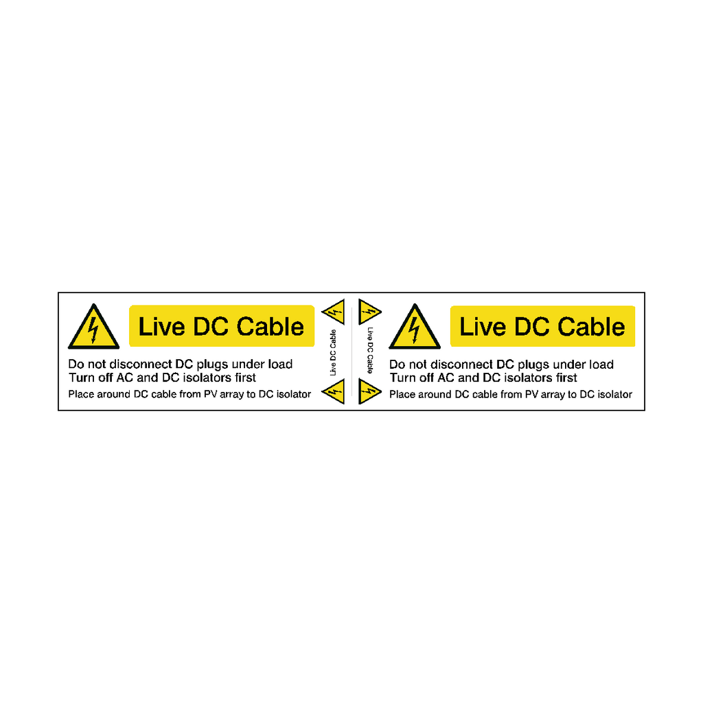 Live DC Cable Warning Wrap Around Sticker