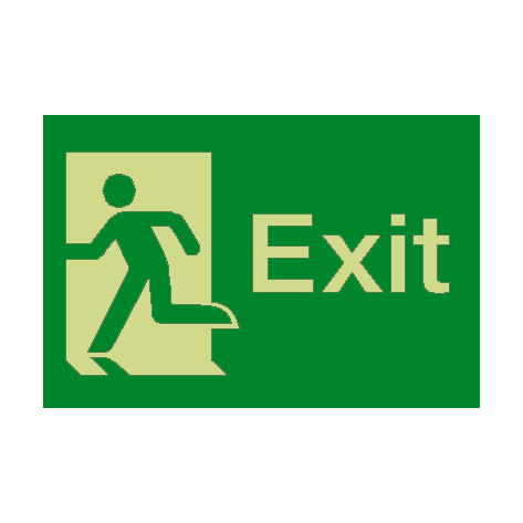 Exit Running Man Left Photoluminescent Sign | Safety-Label.co.uk