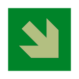 Arrow Down Right Photoluminescent Sign | Safety-Label.co.uk