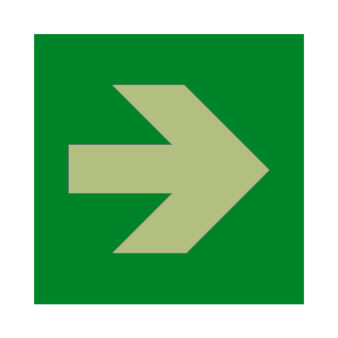Arrow Right Photoluminescent Sign | Safety-Label.co.uk
