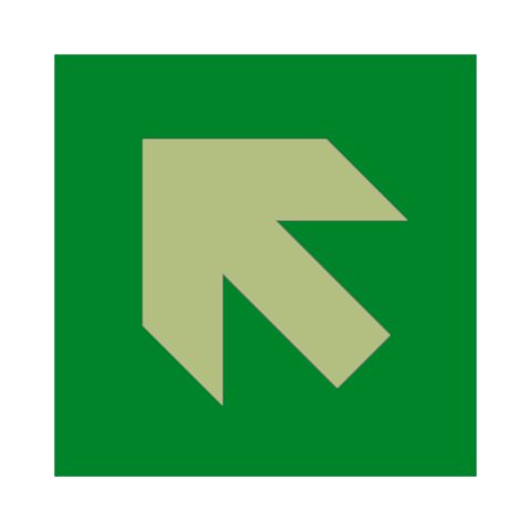 Arrow Up Left Photoluminescent Sign | Safety-Label.co.uk