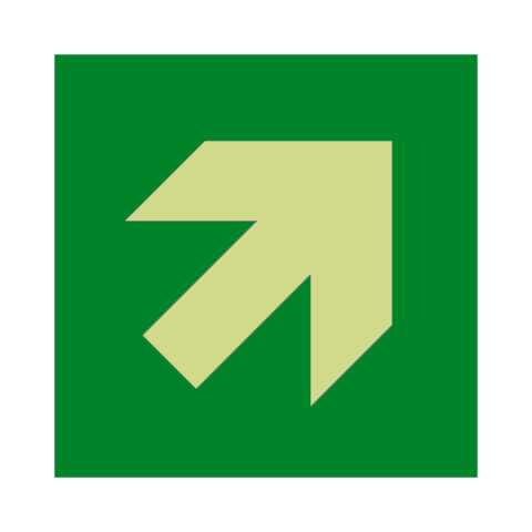 Arrow Up Right Photoluminescent Sign | Safety-Label.co.uk
