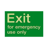 Exit For Emergency Use Only Photoluminescent Sign | Safety-Label.co.uk