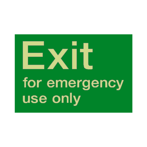 Exit For Emergency Use Only Photoluminescent Sign | Safety-Label.co.uk