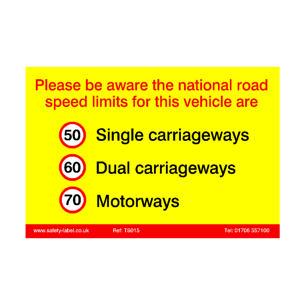 Vehicle Speed Limit Sticker - Pack of 4 | Safety-Label.co.uk
