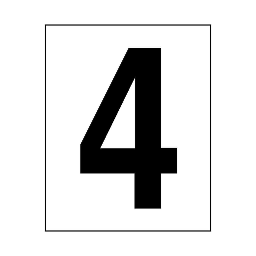 Number 4 Sticker Black - Pack of 8 | Safety-Label.co.uk