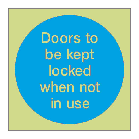 Door Kept Locked When Not In Use Photoluminescent Sign | Safety-Label.co.uk