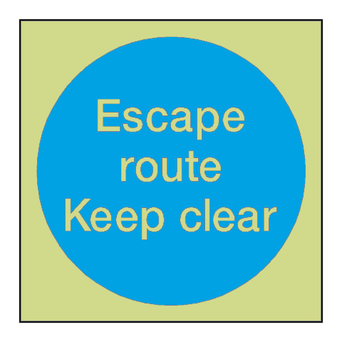 Escape Route Keep Clear Photoluminescent Sign | Safety-Label.co.uk
