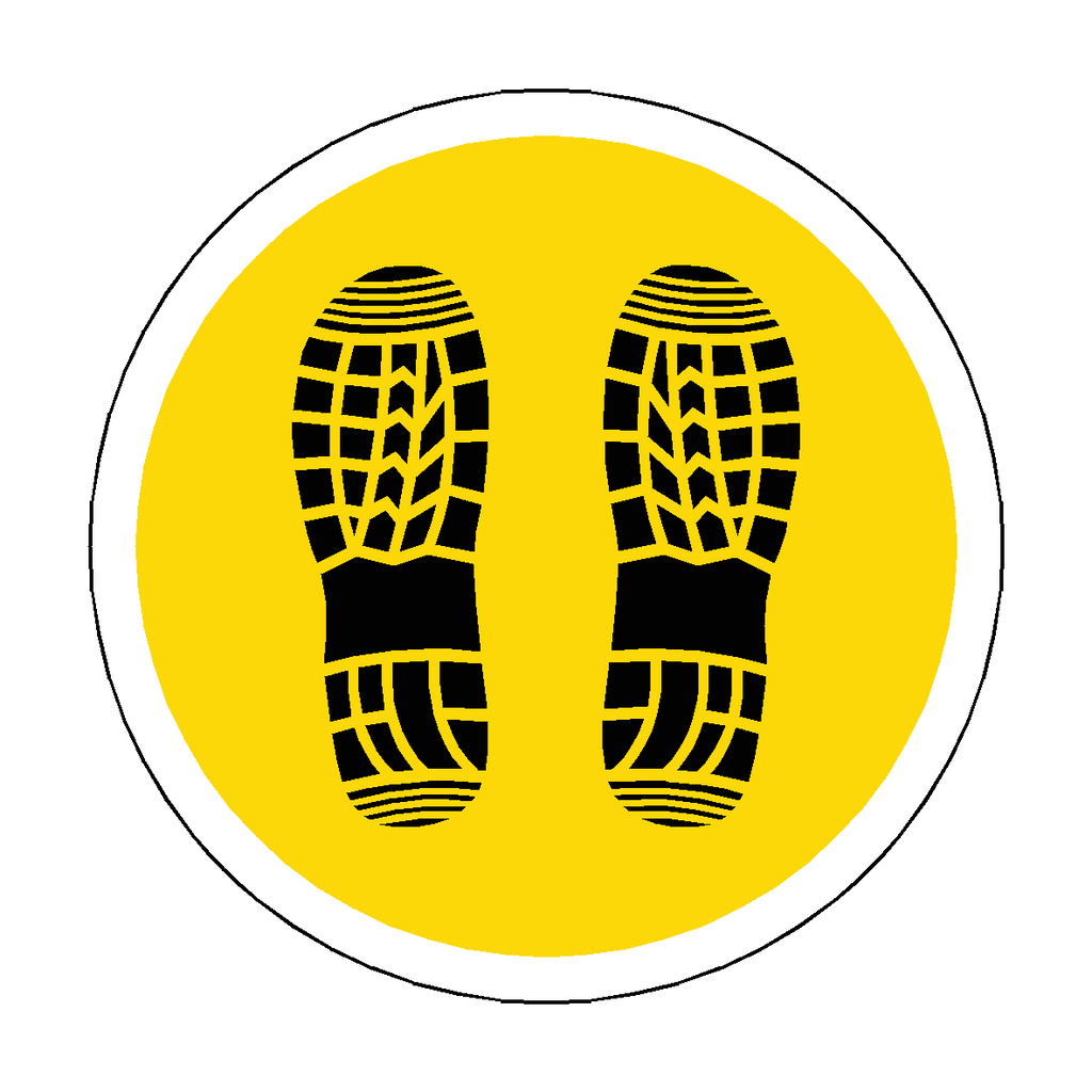 Bootprint Floor Sticker - Yellow | Safety-Label.co.uk