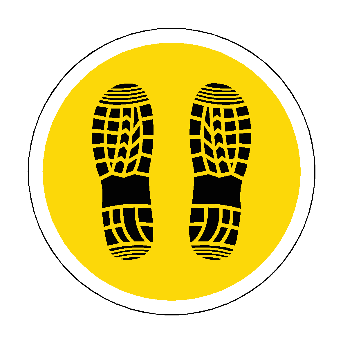 Bootprint Floor Sticker - Yellow | Safety-Label.co.uk