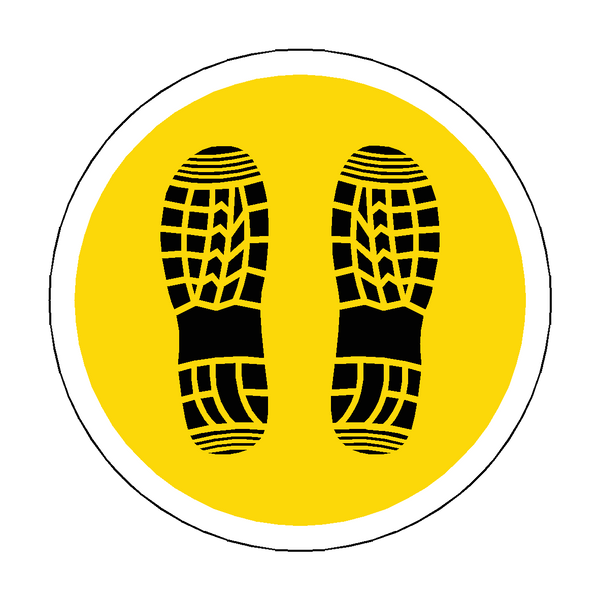 Bootprint Floor Sticker - Yellow | Safety-Label.co.uk