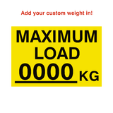 Max Load Sticker Kg Yellow Custom Weight | Safety-Label.co.uk