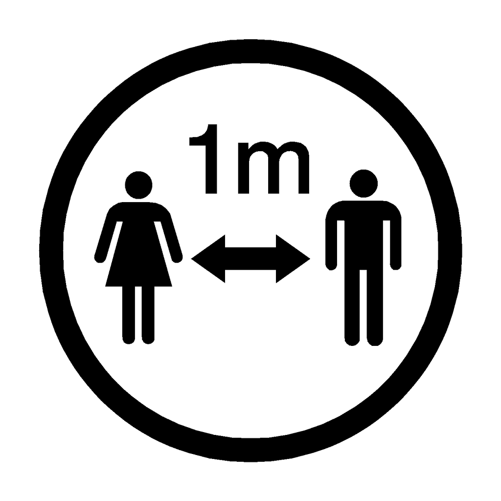 1 Metre Gap Floor Sticker - Black | Safety-Label.co.uk