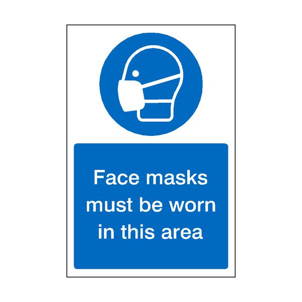 Face Masks Must Be Worn In This Area Sticker | Safety-Label.co.uk