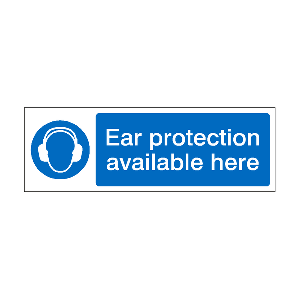 Ear Protection Available Here Label | Safety-Label.co.uk