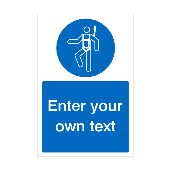 Wear Safety Harness Custom Mandatory Sticker SafetyLabel.co.uk