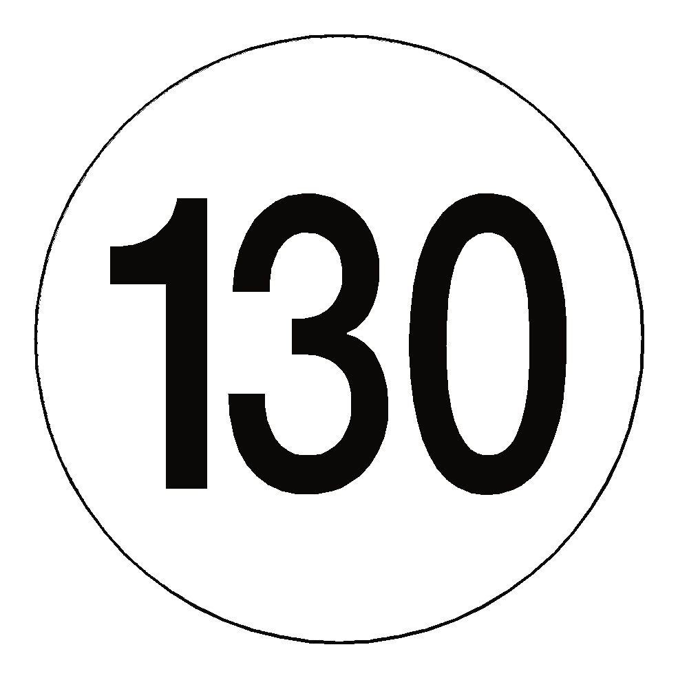 130 Kph Speed Limit Sticker International | Safety-Label.co.uk