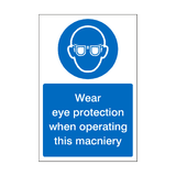 Wear Eye Protection When Operating Machinery Sticker | Safety-Label.co.uk