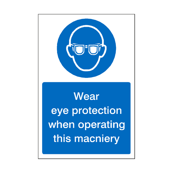 Wear Eye Protection When Operating Machinery Sticker | Safety-Label.co.uk
