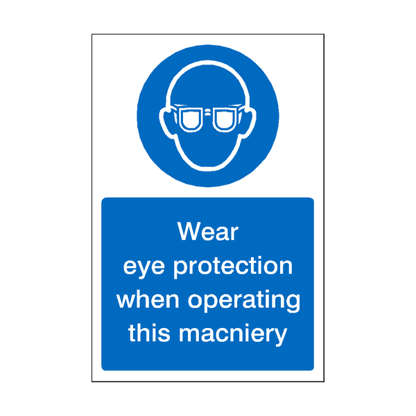 Machine Shop Eye Protection Wear Eye Protection When Operating Machinery Sticker | Safety-Label.co.uk